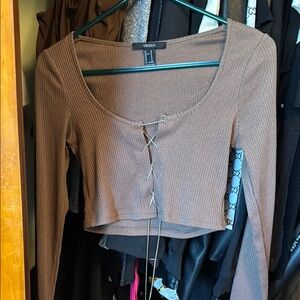 Forever 21 Brown Ribbed Crop Top